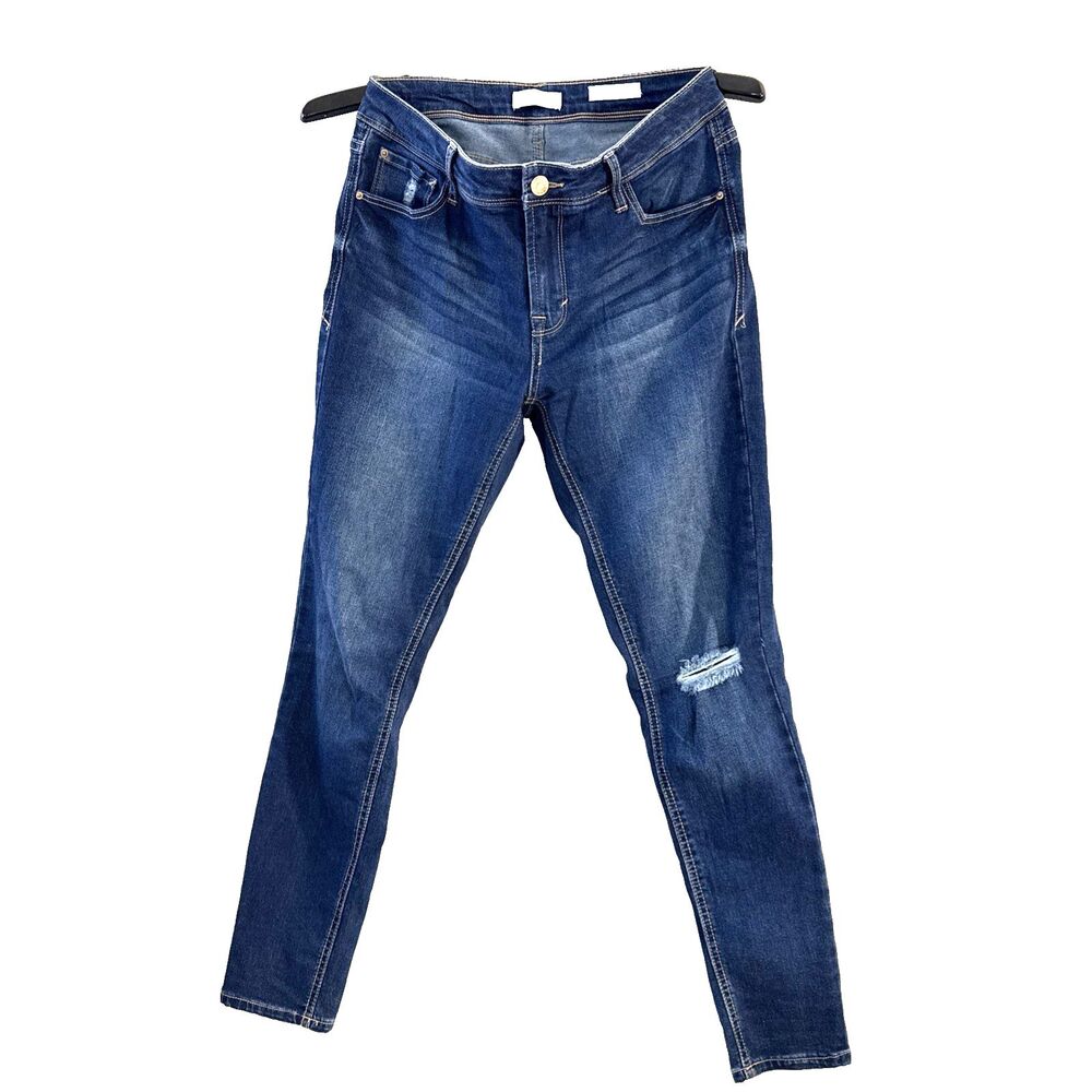 KENSIE Jeans Women’s 30x28 Blue Effortless Ankle Mid Rise Denim distressed